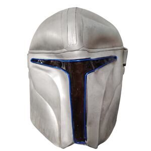 Mandalorian Helmet Luxury PVC Full Head Mask Deluxe Cosplay Costume Adult Silver